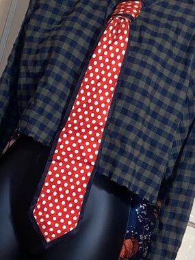 PEEKABOO PINUP NUDE ITALIAN TIE Red & White Polka Dot Necktie ANGELINO